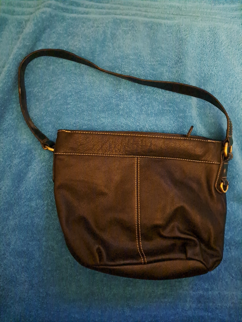 croft & barrow Black Pebbled Leather Shoulder Hobo